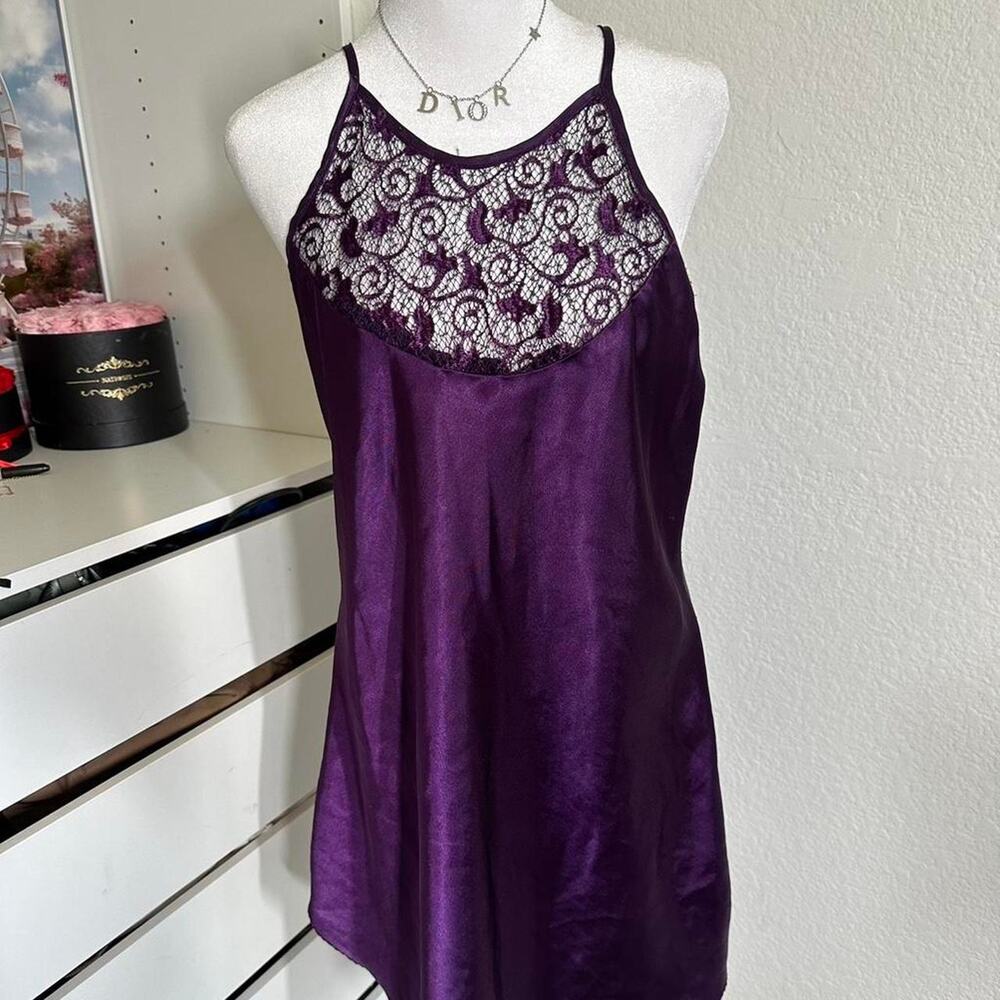 Purple lace slip dress